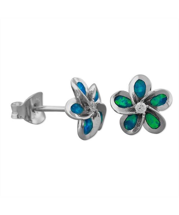 Sterling Silver Synthetic Plumeria Earrings