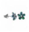 Sterling Silver Synthetic Plumeria Earrings