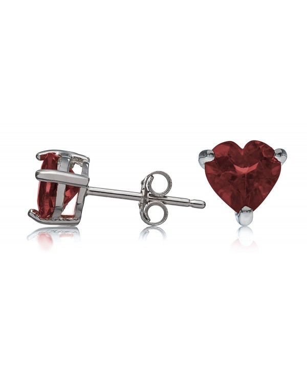 Sterling Silver Earrings Garnet Heart