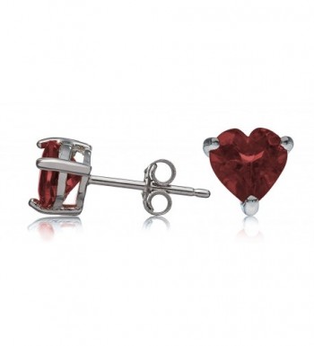 Sterling Silver Earrings Garnet Heart