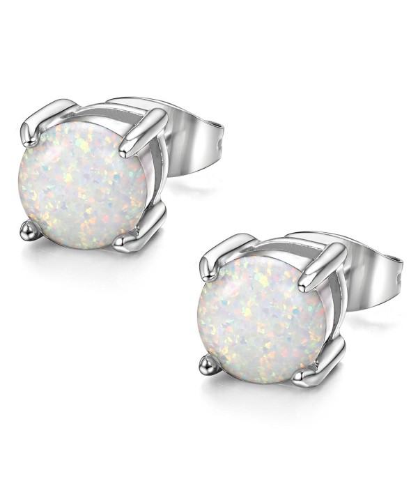ORAZIO Stainless Created Opal Earrings Piercing