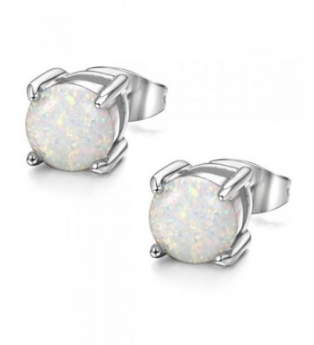 ORAZIO Stainless Created Opal Earrings Piercing