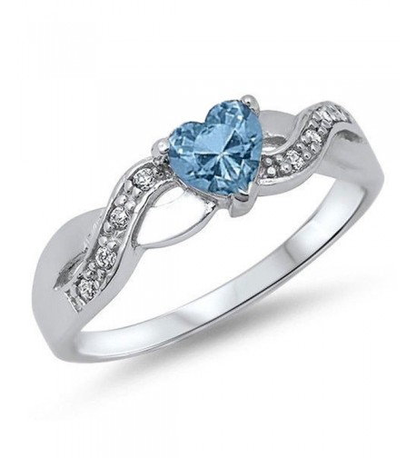 Simulated Aquamarine Zirconia Infinity Sterling