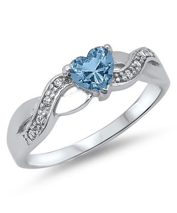 Simulated Aquamarine Zirconia Infinity Sterling