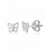 Sterling Silver Butterfly Rhodium Earrings