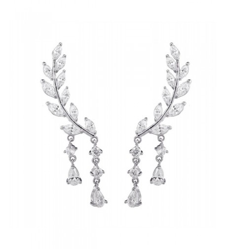 Chichinside Crystal Climber Earrings silver plated base