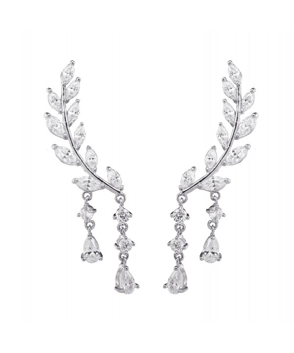Chichinside Crystal Climber Earrings silver plated base