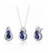 Created Sapphire Earrings Necklace Sterling